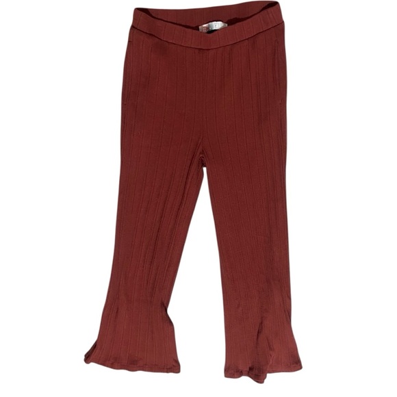 Free People Beach Maxine Sweater Knit Pants Wide Leg Rust Sz M 95% Cotton - Picture 3 of 7